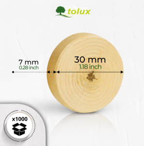 SĘKI SOSNA fi 30/7 mm DREWNIANE, FLEKI  GAŁĘZIOWE 1000 szt.