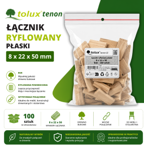 ŁĄCZNIK ryflowany bukowy płaski  8X50 100 szt.