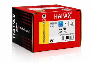 Wkręt z wiertłem do płyt meblowych konfirmat 4x50 HAPAX 200 szt. + BIT TX20