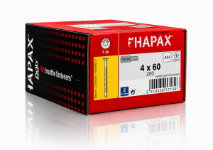 Wkręt z wiertłem do płyt meblowych konfirmat 4x60 HAPAX 200 szt. + BIT Tx20