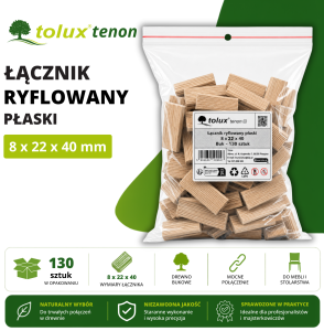 ŁĄCZNIK 8X40 ryflowany bukowy płaski 130 szt.