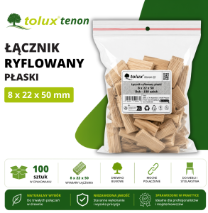 ŁĄCZNIK 8X50 ryflowany bukowy płaski 100 szt.