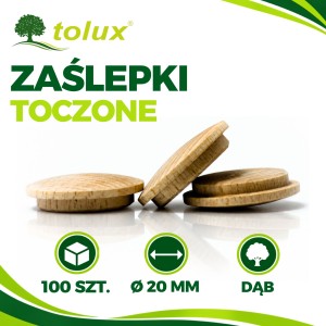 ZAŚLEPKI DĄB fi 20 mm DREWNIANE GRZYBKI 100 szt.