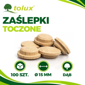 ZAŚLEPKI DĄB fi 15 mm DREWNIANE GRZYBKI 100 szt.