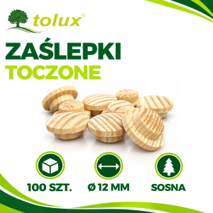 ZAŚLEPKI SOSNA fi 12 mm DREWNIANE GRZYBKI 100 szt.