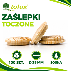 ZAŚLEPKI SOSNA fi 25 mm DREWNIANE GRZYBKI 100 szt.