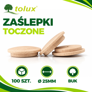 ZAŚLEPKI BUK fi 25 mm DREWNIANE GRZYBKI 100 szt.